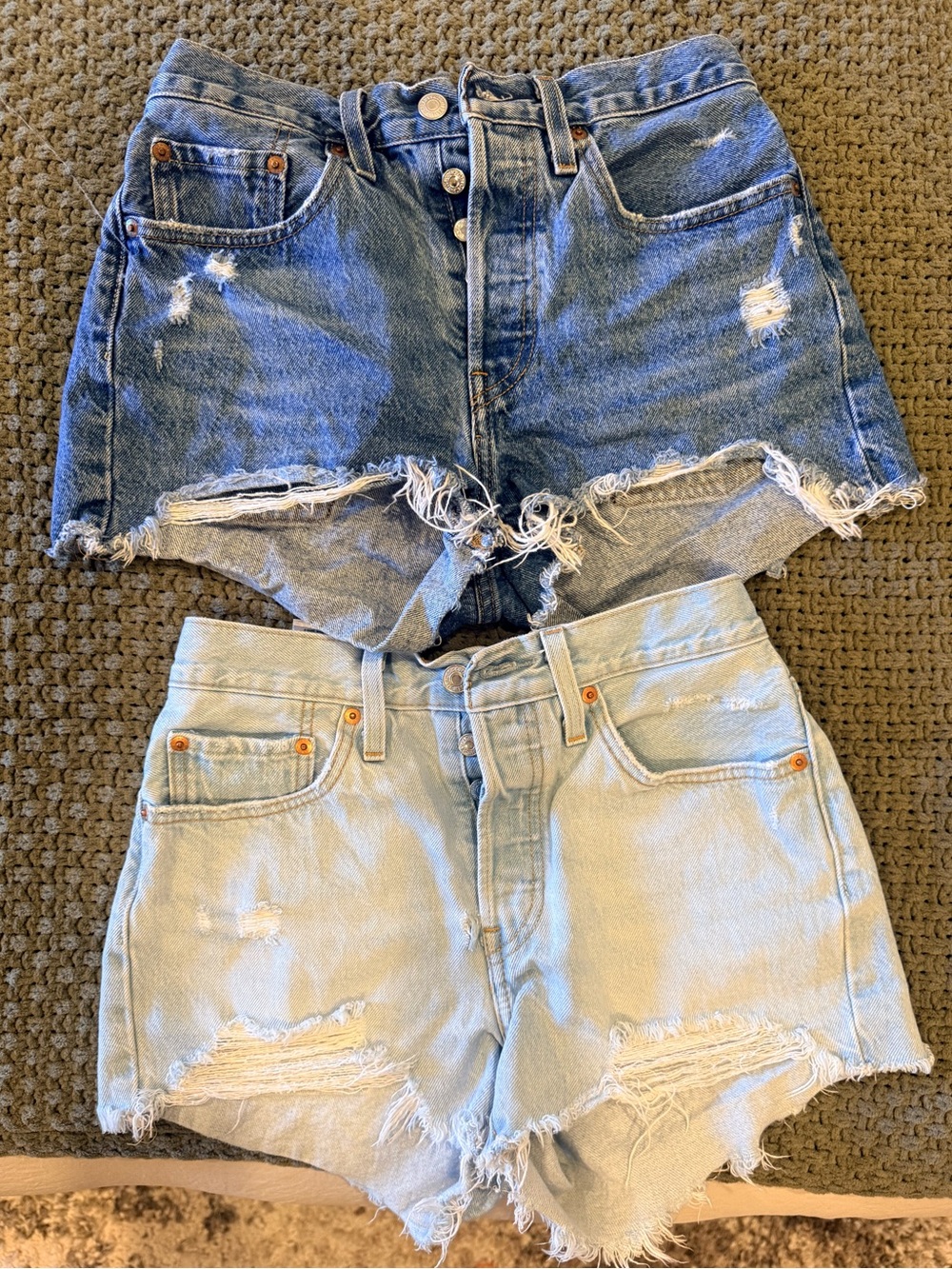 Levi's Distressed Denim Shorts Duo - Dark Blue & Light Blue